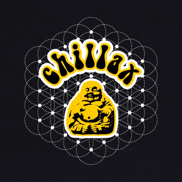 Budai "Chillax" Laughing Buddha T shirt by focodesigns